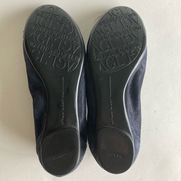 AGL Navy Suede Genuine Leather Black Cap Toe Flats Loafers size EUR 6.5, US 6 - Picture 11 of 14